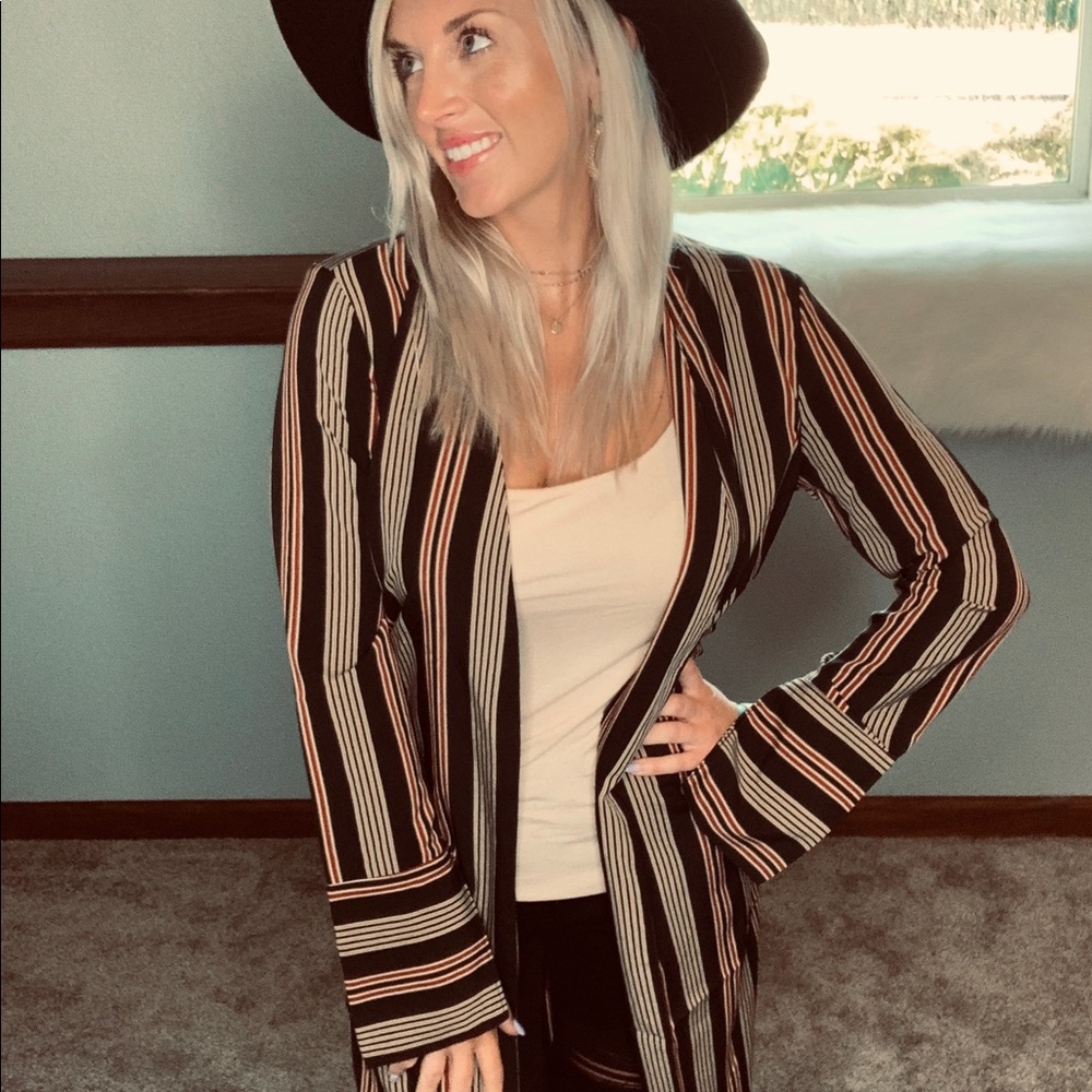 Striped Long Cardigan